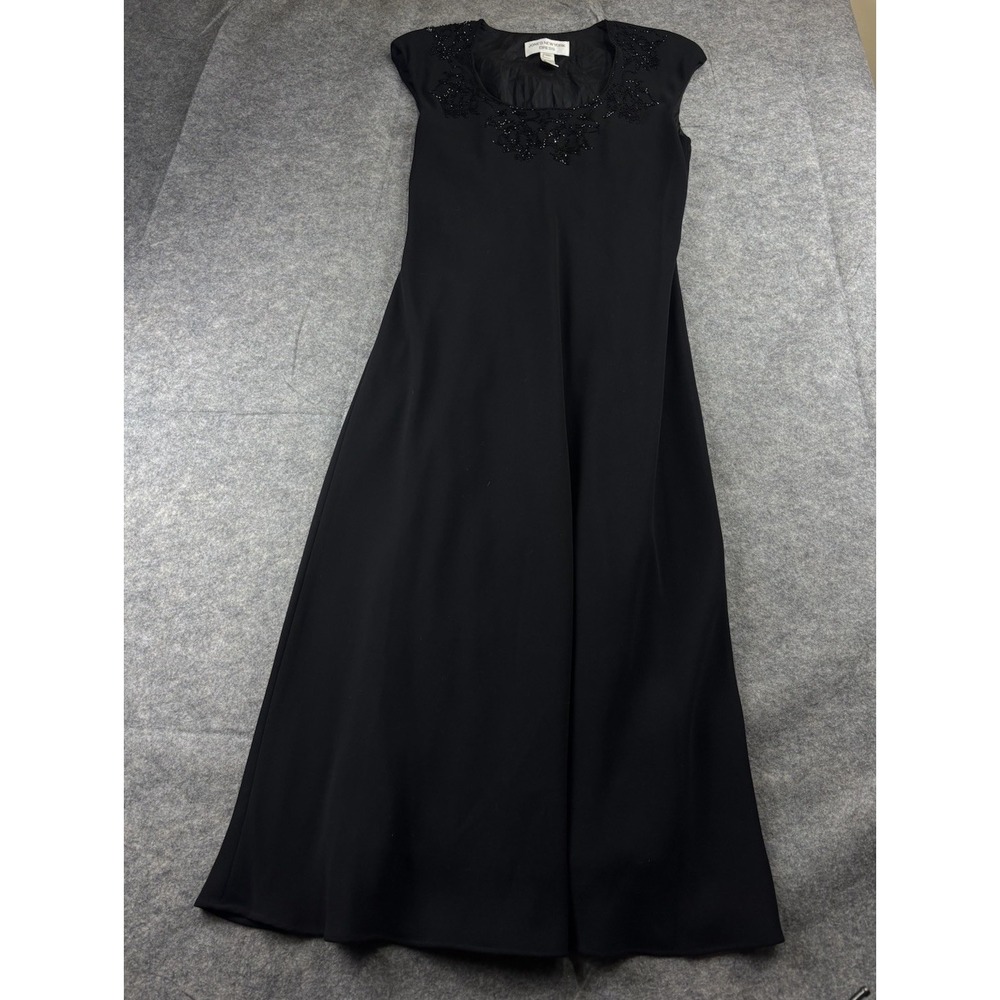 Jones New York Women's 10 Black Maxi Dress Beaded Formal Black Tie Old Money VTG